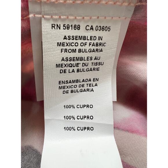 KAREN KANE TOP WOMENS SIZE LARGE TROPICAL PRINT FLARE HEM BLOUSE PINK NEW - Picture 11 of 13